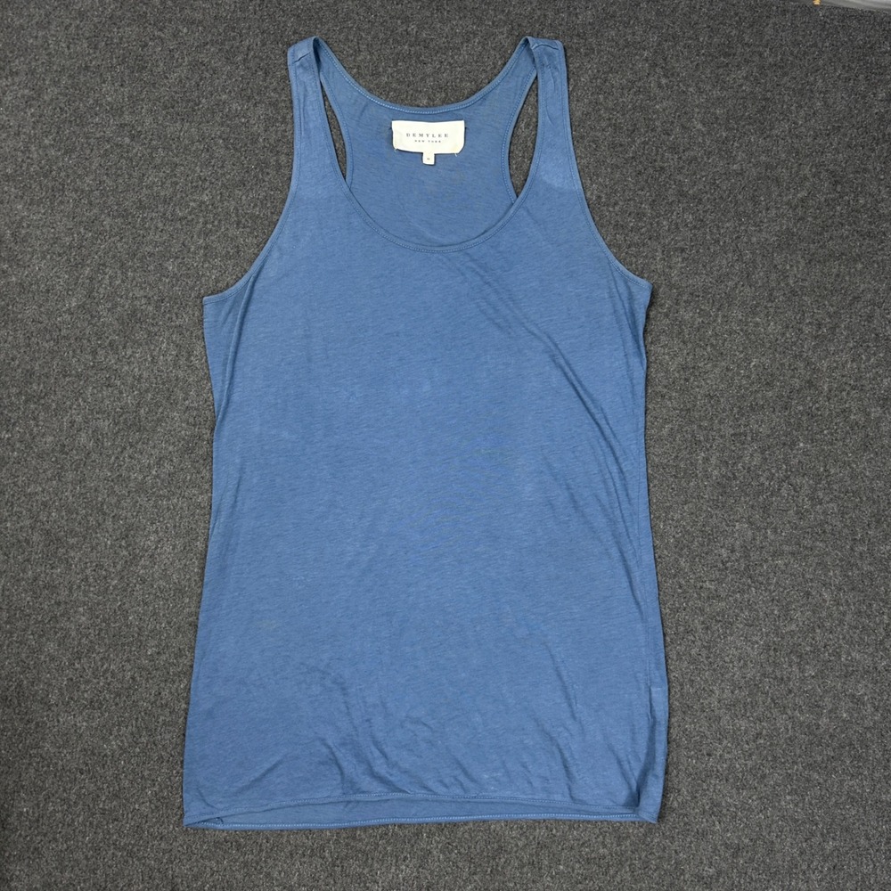 DEMYLEE New York Pima Cotton Tank Top Blue Racerback Womens M